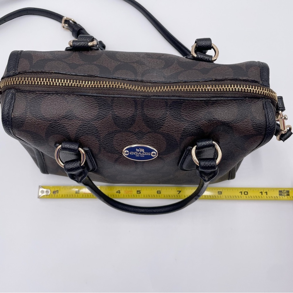 Coach Mini Bennett Satchel Bag Purse Signature Coated Canvas Leather Crossbody - Picture 11 of 13